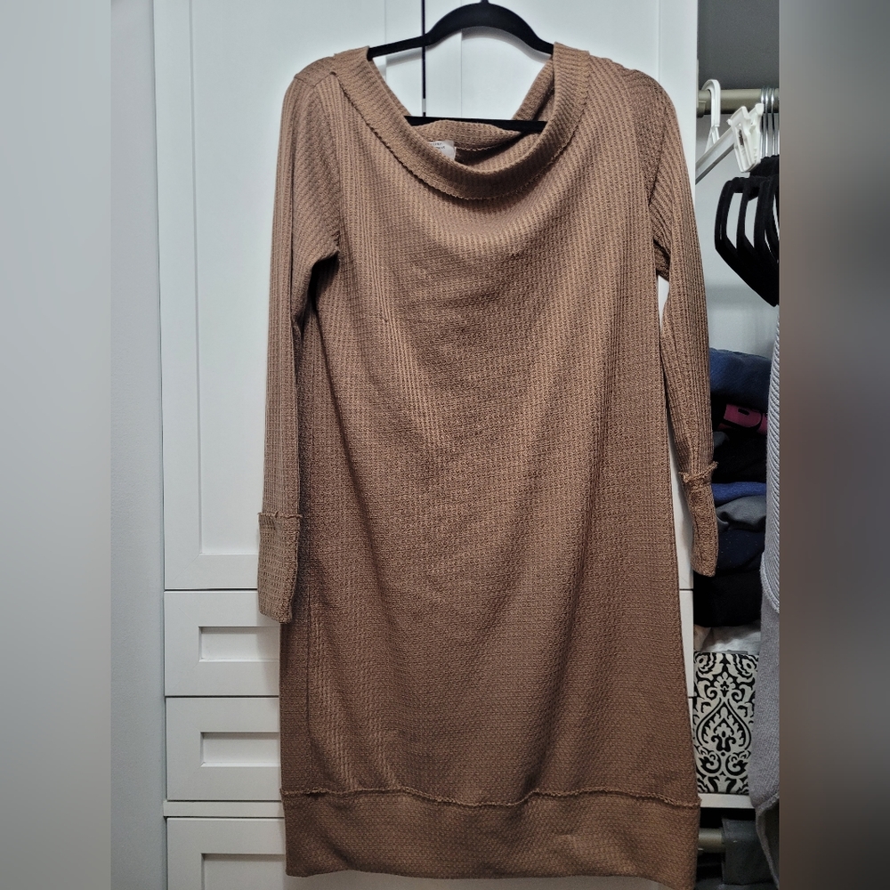 Mocha waffle knit midi dress S/M